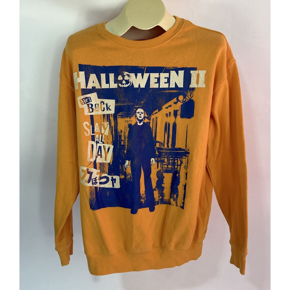 Halloween II Sweatshirt Orange Size Men's Lg Slay All Day Graphic